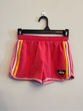 Disney Hot Pink Minnie Mouse Athletic Shorts with Yellow & White Stripes
